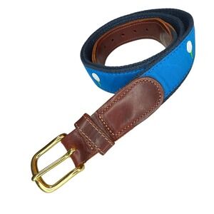 Preston Golf‎ Belt Canvas Leather Size 36 Brass Buckle Made In USA New England